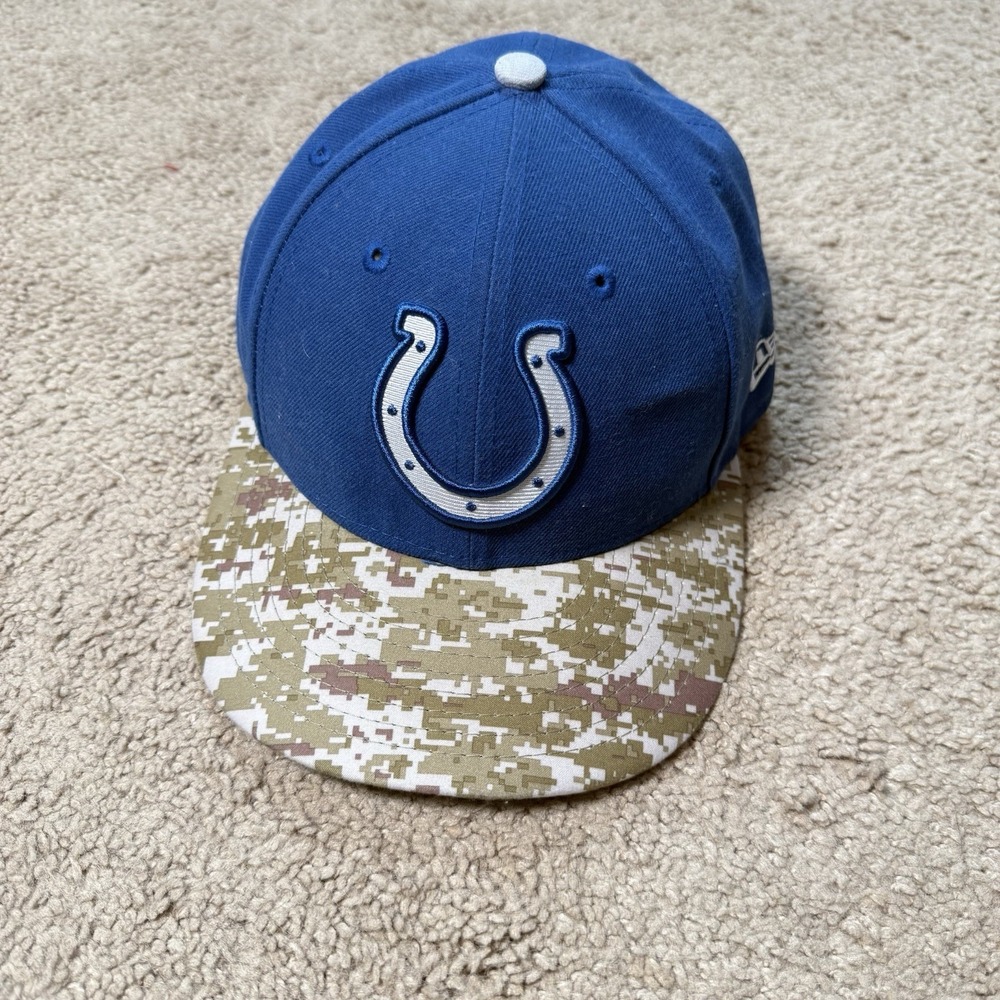New Era 59FIFTY Indianapolis Colts Hat 7 1/4 Blue Camo Brim NFL Fitted Cap